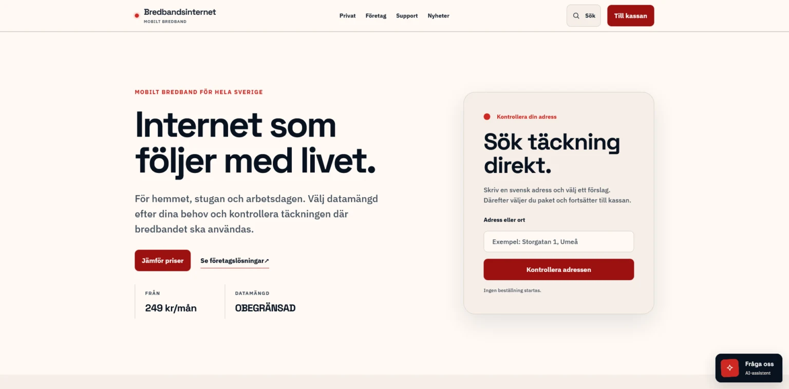 Webbplats för Bredbandsinternet