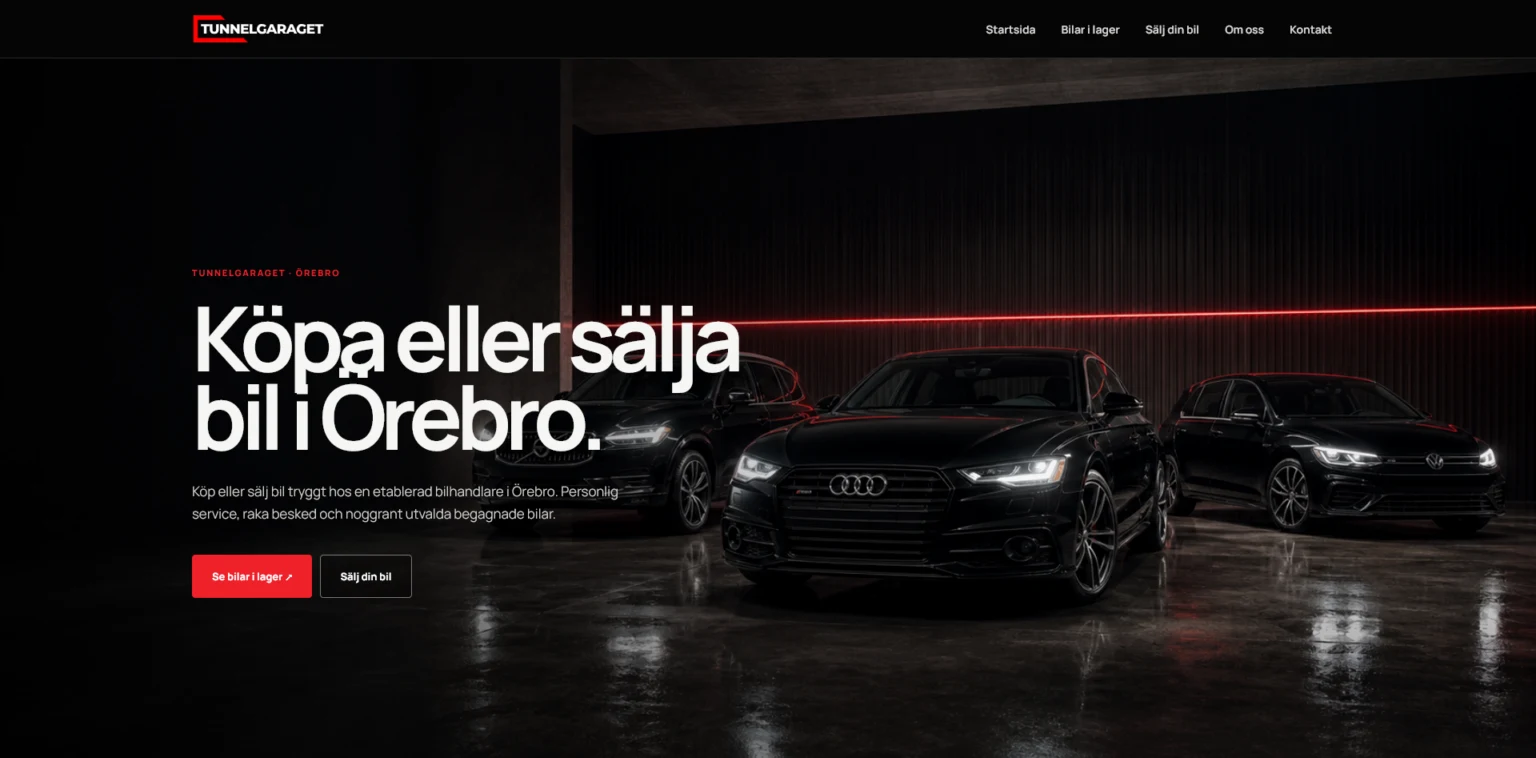 Webbplats för Tunnelgaraget