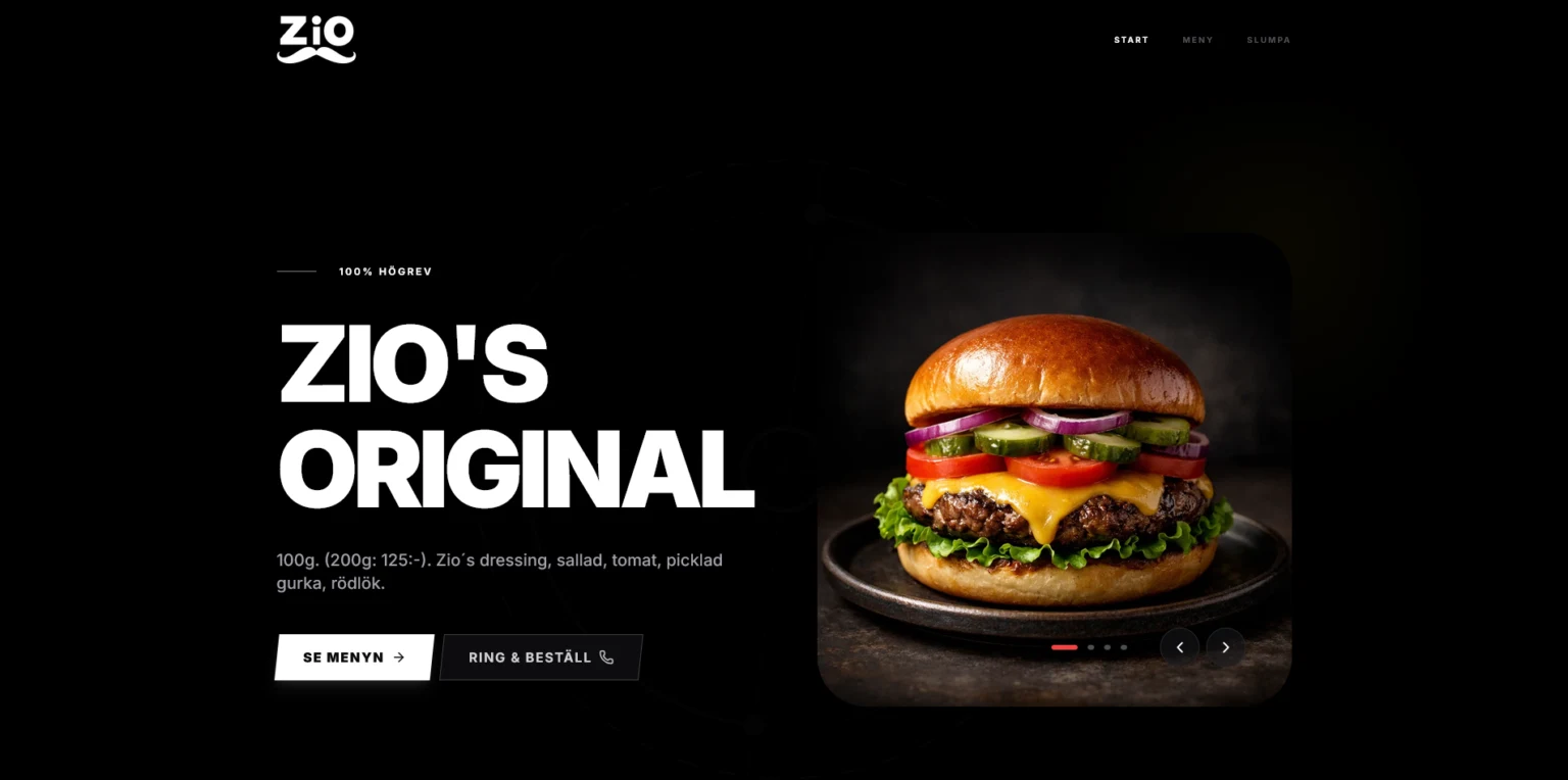 Webbdesign för ZIO Restaurang